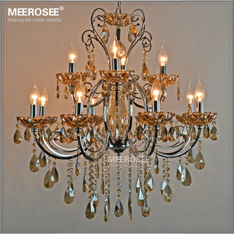 Modern Wrought Iron Chandelier K9 Crystal Light Md5359 L12