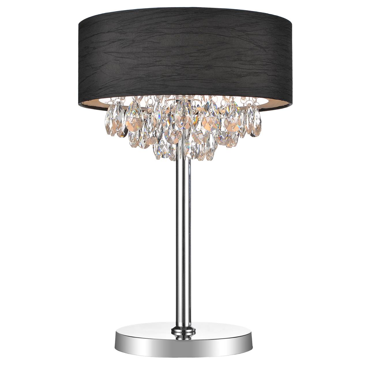 Modern Home Decoration Black Fabric, Crystal Lamp With Black Shade